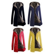 New Arrival Autumn Winter Women's Fashion Leopard Zipper Up Coat
