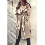 Autumn New Fashion Notched Lapel Long Trench Coat Plus Size