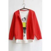 New Arrival Open-Front Long Sleeve Cropped Cardigan Red/Pink/Gray/Black