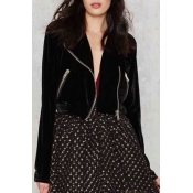 Women's Trendy Zipper Front Long Sleeve Cropped Coat
