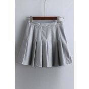 Autumn Spring New High Waist Pleated Pu Skirt