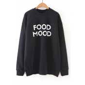 Loose Letter Print Round Neck Long Sleeve Tunic Pullover Sweatshirt