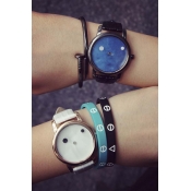 Unisex Fashion Concise Style Galaxy Dial Leather Band Watches