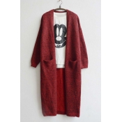 New Arrival Fashion Open-Front Maxi Cardigan with Pocket