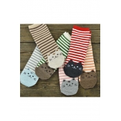 Women's Cute Cartoon Cat Pattern Striped Socks