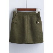 High Waist Mini A-Line Skirt with Two Pockets