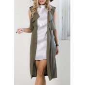 Fashion Open Front Sleeveless Long Vest with Pocket