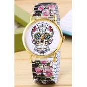 New Arrival Floral Skull Waterproof Quartz Bracelet Watch