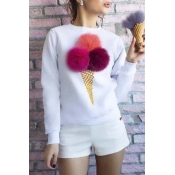 Lovely Ice-Cream Cone with Balls Long Sleeve Pullover Sweatshirt
