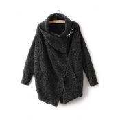 Trendy Asymmetrical Cape Sweater with Long Sleeve