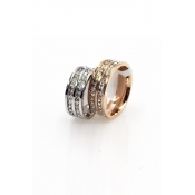 Double Layered Titanium Steel Crystal Ring with Shining Diamond