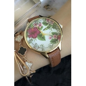 Fashion Women's Peasant Floral Pattern Roman Dial Quartz Watch