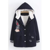Trendy Cartoon Rabbit Winter Coat with Hood