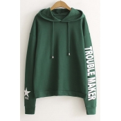 Casual Hooded Letter Print Dropped Long Sleeve Hoodie
