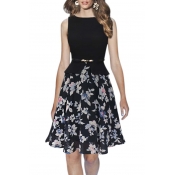 Women's Polka Dots False Two Pieces Wear to Work A-line Party Dress