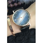 Trendy Unisex Galaxy Pattern Quartz Watch with Rhinestone