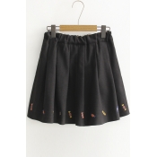 Candy Print High Rise Pleated Woolen A-Line Mini Skirt