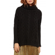 Women's Turtleneck Chunky Cable Knit Long Sleeve Sweater