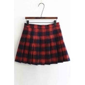Women's Sweet Preppy Style Plaid A-Line Pleated Mini Skirt