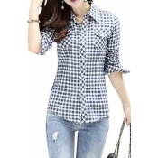 Lasher Female Cotton Casual Plaid Button-up Shirts