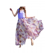 Full/ankle Length Elastic Pleated Retro Maxi Chiffon Bohemian Long Skirt