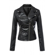 Women's Zipper Motorcycle Biker Faux Leather Jackets