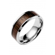 Fashion Stainless Steel Ring Studded with Teak