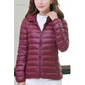 Women's Quilted Coat Zip Placket Hooded Padded Coat