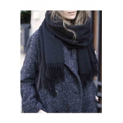 Solid Color Women's Tassel Hem Winter's Wool Warm Scarf