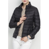Women's Stand-Up Collar Zip Placket Quilted Coat Winter Padded Coat