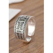 Open Front Geometric Print Stylish Ring for Couple