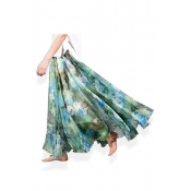 Womens Summer Chiffon Floral Print Maxi Long Skirt