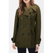 Women's Chic Notched Lapel Double Breasted Plain Coat