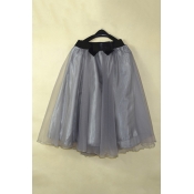 Lady's Organza Princess Skirt Bowknot Pleated Midi/ Knee Length TUTU Skirts