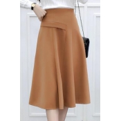 Women's Winter Vintage High Rise Basic A-Line Midi Skirt