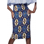 Women's Fashion Tribal Print High Rise Pencil Midi Skirt