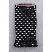 Women's Fashion Polka Dot Print Fishtail Hem Pencil Midi Skirt