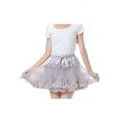 Cute Elastic Waist Bow Patchwork Organza Mini Tutu Skirt