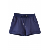 Women's Fashion Drawstring Waist Sport Beach Shorts with Two Pockets