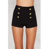 Women's Retro 6 Buttons Nautical High Waist Shorts