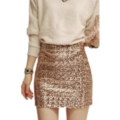 Women's Fashion Sequined Print Party Mini Pencil Skirt