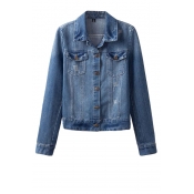 Double Chest Patch Pocket Single Breasted Lapel Denim Jacket