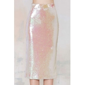 New Stylish Sequined High Waist Midi Bodycon Skirt