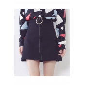 Chic High Waist Zip Side Mini A-Line Skirt in Seamed Detail