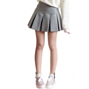Mori Girl High Rise Winter's Plain A-Line Mini Pleated Skirt