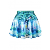 Pure Forest Print High Waist Pleated Mini Skirt