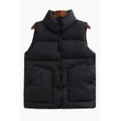 Fashion Lapel Single Breasted Sleeveless Plain Vest Padded Coat