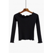 Sexy Off the Shoulder Raglan Long Sleeve Plain Cropped Sweater
