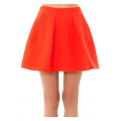 Spring Arrival Zip Back High Waist Plain Mini A-Line Skirt