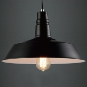 Industrial Barn Style Single LED Pendant in Black, 14